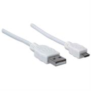 Cable Manhattan USB-A Micro USB-B 2.0 Alta Velocidad 1m Color Blanco - Vista 2