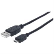 Cable manhattan usb-a micro usb-b 2.0 alta velocidad 3m color negro
