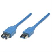 Cable manhattan extensión usb-a 3.0 súper velocidad 2m color azul