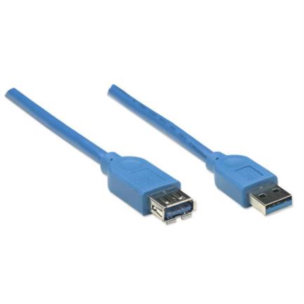 Cable manhattan extensión usb-a 3.0 súper velocidad 2m color azul