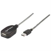 Cable manhattan extensión activa usb-a 2.0 alta velocidad 5m color plata