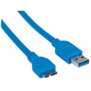 Cable Manhattan USB Micro-B Súper Velocidad 3.2 Gen1 2m Color Azul - MAS RECIO