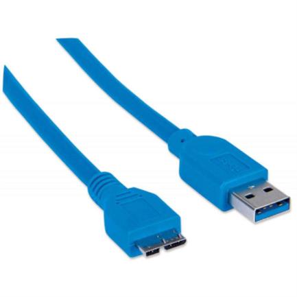 Cable manhattan usb-a 3.2 gen1 a usb micro-b 1m color azul