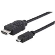 Cable manhattan hdmi 1.4 m-micro m alta velocidad canal ethernet 2m color negro