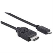 Cable Manhattan HDMI 1.4 M-Micro M Alta Velocidad Canal Ethernet 2m Color Negro - Vista 5