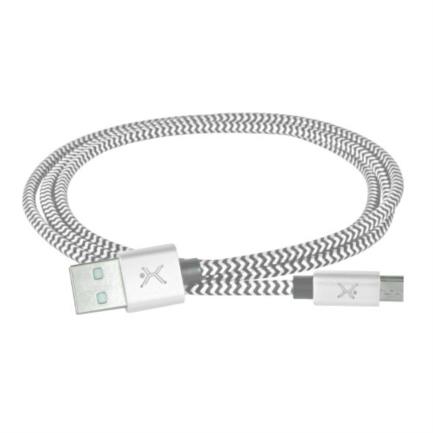 Cable usb perfect choice tipo a a micro trenzado 1m color gris