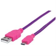 Cable Manhattan USB Micro-B Alta Velocidad con Recubrimiento Textil 1.8m Color Rosa-Morado - Vista 10