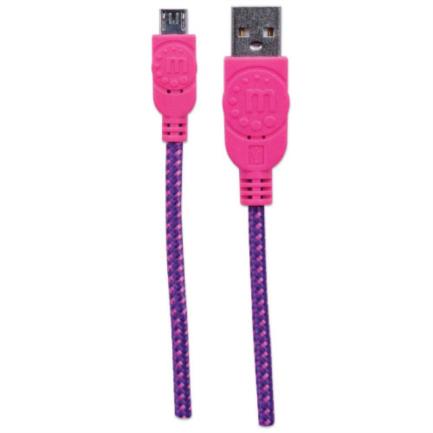Cable manhattan usb micro-b alta velocidad con recubrimiento textil 1.8m color rosa-morado