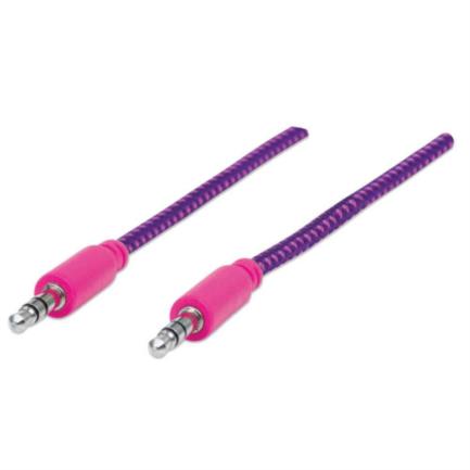 Cable manhattan audio estéreo con recubrimiento textil 3.5mm 1m color rosa-morado