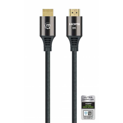 Cable manhattan hdmi certificado ultra alta velocidad 8k a 60hz/4k a 120hz c/ethernet 3m color negro