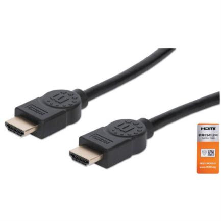 Cable manhattan hdmi alta velocidad con canal ethernet premium 1.8m color negro