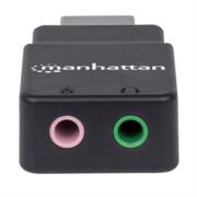 Adaptador manhattan sonido estéreo usb alta velocidad a puertos 3.5mm color negro