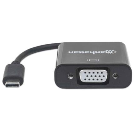 Convertidor manhattan video usb-c 3.1 a vga-h color negro