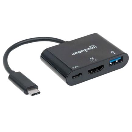 Docking manhattan usb-c a hdmi multipuertos color negro