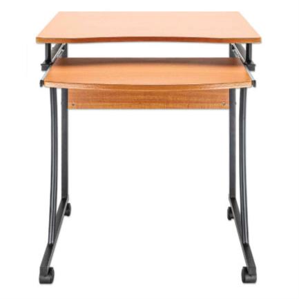 Escritorio manhattan compacto con ruedas bandeja deslizable para teclado color café claro