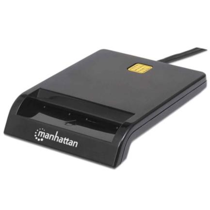 Lector tarjetas manhattan inteligente usb por contacto externo color negro