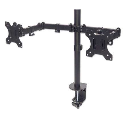 Soporte monitor manhattan universal para 2 monitores 13" a 32" brazos doble articulación color negro