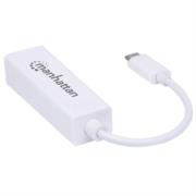 Adaptador manhattan usb c 3.1 a red gigabit 10/100/1000 mbps color blanco