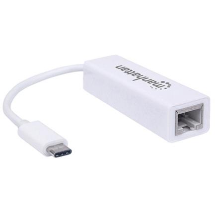 Adaptador manhattan usb c 3.1 a red gigabit 10/100/1000 mbps color blanco