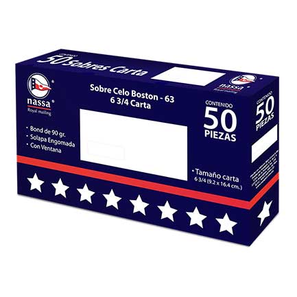 Sobre nassa corresp. c/ventana carta 20pqtes c/50