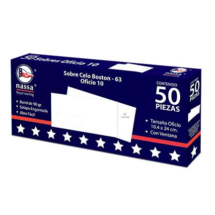 Sobre nassa corresp. c/ventana oficio 50pqtes c/50