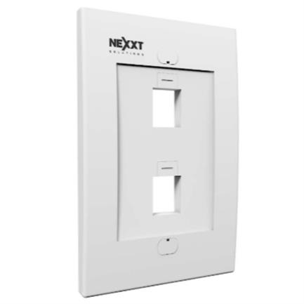 Placa de pared nexxt solutions 2 puertos para conectores tipo keystone módulo rj45 blanco