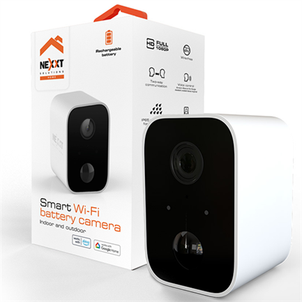 Camara de Vigilancia Inteligente Nexxt Home NHC-0604 para Exterior e Interior WiFi con Bateria Inalambricaa Bl - Artículos Promocionales MAS RECIO