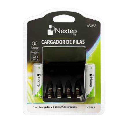 Cargador de pilas nextep aa/aaa incluye 2 pilas aa