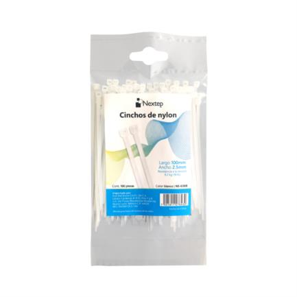 Cincho de nylon nextep 10cm x 2.5mm blanco