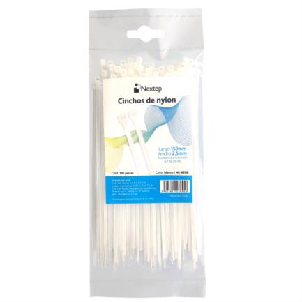 Cincho de nylon nextep 15cm x 2.5mm blanco