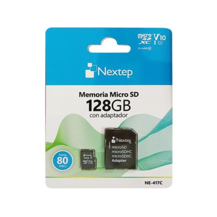 Memoria micro sd nextep 128gb clase 10 uhs|u1 c/adaptador
