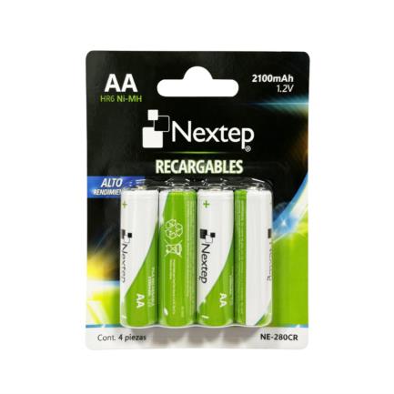 Pilas Nextep AA Recargables HR6 NiMH 1.2V C/4 Piezas 2100mAh
