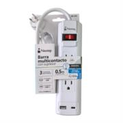Barra Multicontacto con Supresor Nextep 3 Contactos Aterrizados Entrada USB y USBC Cable 50cm 14 AWG