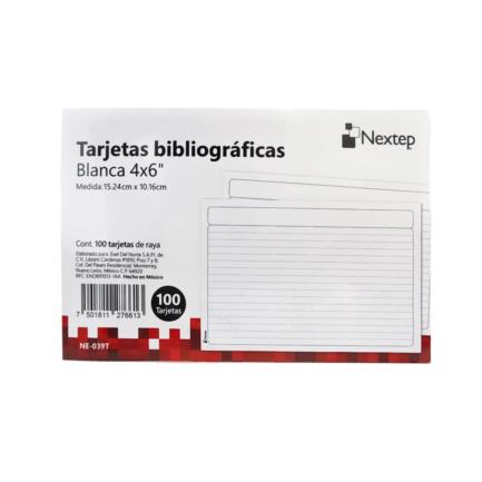 Tarjeta bibliografica nextep rayada 4"x6" c/100