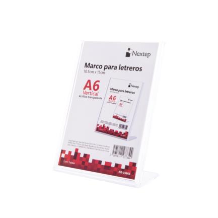 Marco para Letreros Nextep Vertical A6 10.2X15.2cm Acrilico Transparente