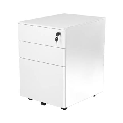 Cajonera Metalica Movil Nextep de Pedestal 3 Cajones con Cerradura Ensamblado Blanco