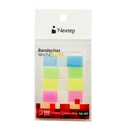 NXPBADAB001 - Banderitas Nextep Mini Neon 5 Colores 100 Piezas c/10