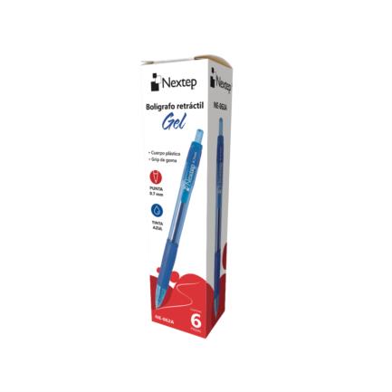 Boligrafo nextep gel retractil mediano 0.7mm azul c/6