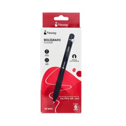 Boligrafo nextep flicker 0.7mm negro c/6