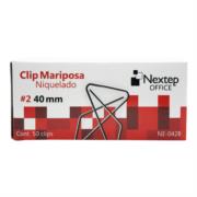 Bundle clip mariposa nextep niquelado #2 40mm 50 clips cont. 2piezas