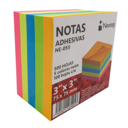 Bundle notas adhesivas nextep 3x3 neon 5 bloques 500hojas cont. 6piezas