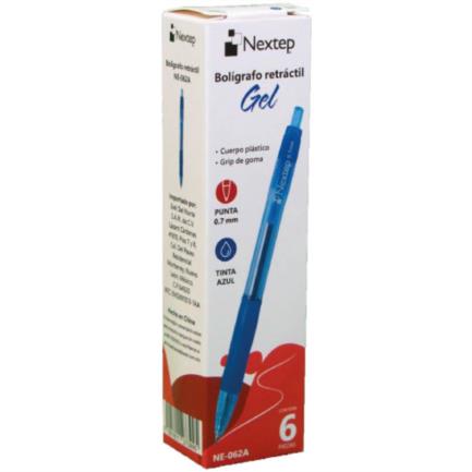 Bundle Boligrafo Nextep Gel Retractil Mediano 0.7mm Azul C/6 Cont. 4Piezas - MAS RECIO