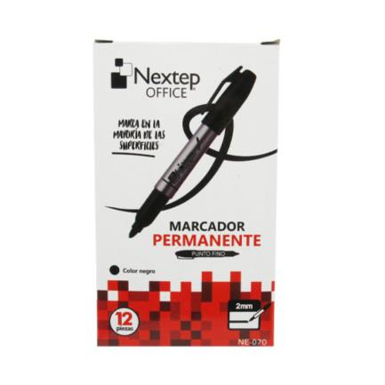 Bundle marcador permanente nextep punta fina 2mm negro c/12 cont. 2 piezas