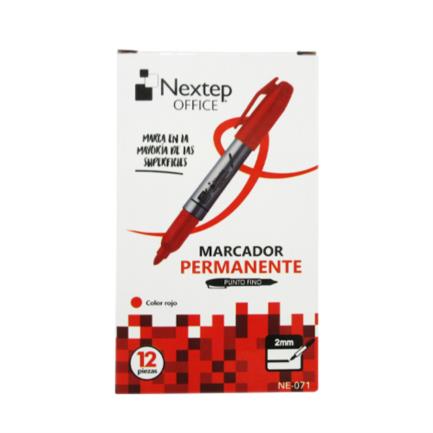 Bundle Marcador Permanente Nextep Punta Fina 2mm Rojo C/12 Cont. 2 Piezas