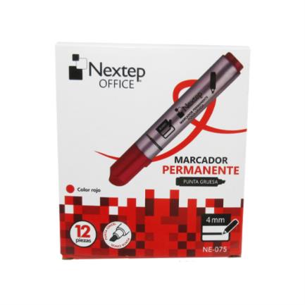 Bundle Marcador Permanente Nextep Punta Gruesa Cincel 4mm Rojo C/12 Cont. 2 Piezas - MAS RECIO