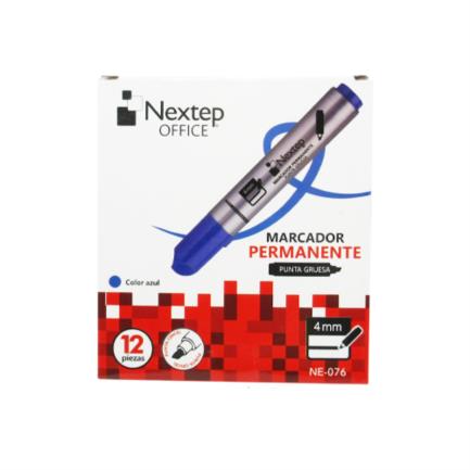 Bundle Marcador Permanente Nextep Punta Gruesa Cincel 4mm Azul C/12 Cont. 2 Piezas - MAS RECIO