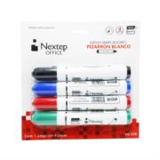 Bundle juego marcador pizarron blanco nextep 4 colores punta gruesa cincel 4mm. cont. 4 piezas