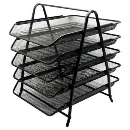 Bundle Charola Organizadora Nextep Malla Metalica de 5 Niveles Negro Tipo Oficio Cont 2Piezas - MAS RECIO