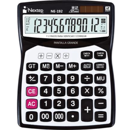 Bundle calculadora nextep 12 d&iacute;gitos pantalla grande escritorio cubierta metalica solar/bateria funcion revisar y correg