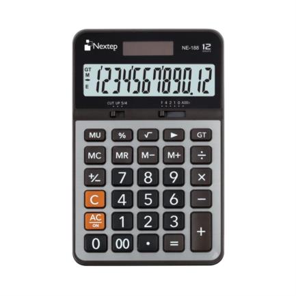 Calculadora Nextep 12 Dígitos Cubierta Metálica Semiescritorio Batería Solar